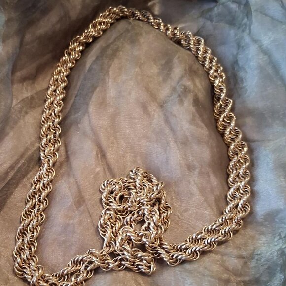 Vintage Accessocraft Gold Tone Diamond Cut Rope Chain Necklace - Picture 4 of 6